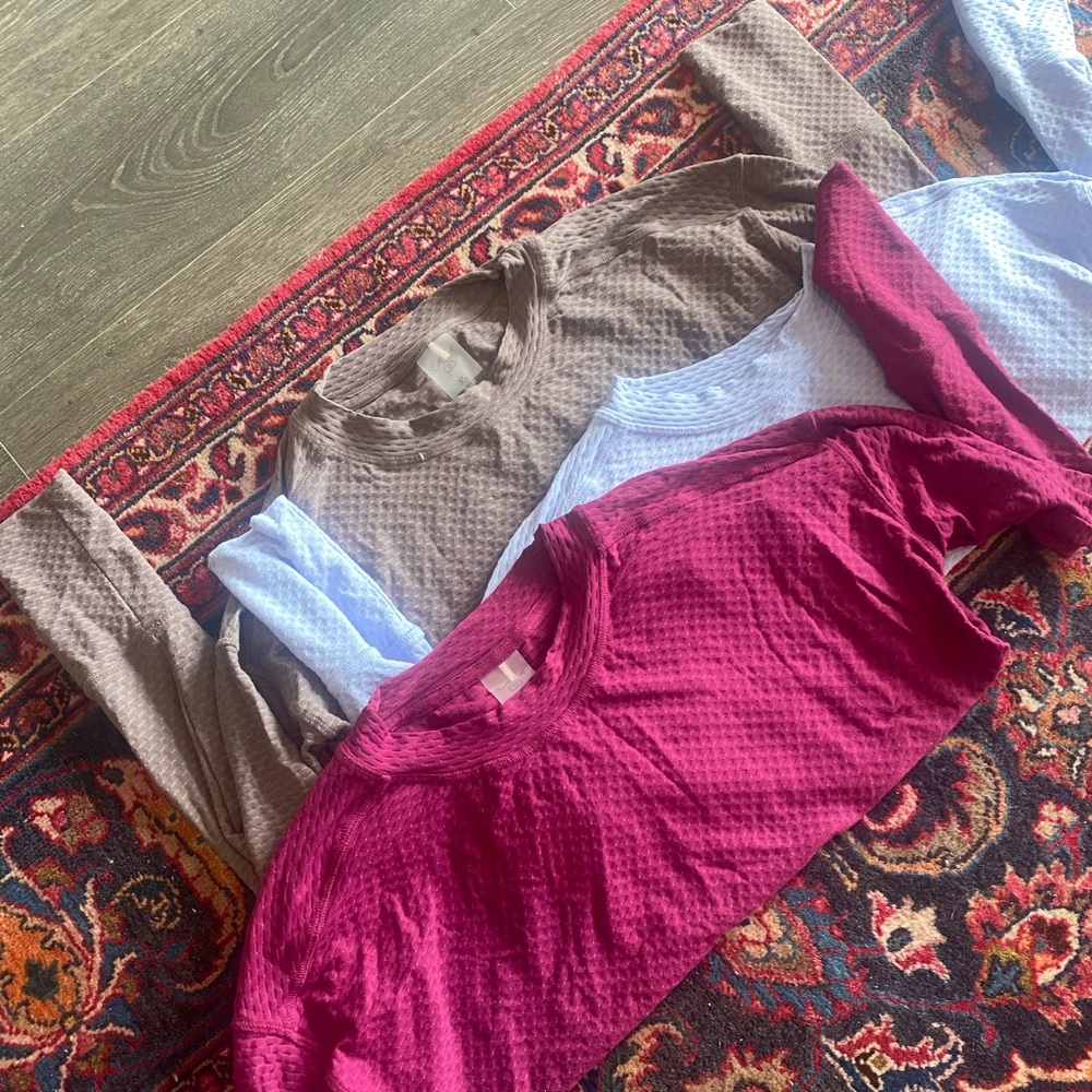 BUNDLE OF 3 CALIA Women's Diamond Mesh Long Sleeve Shirts, XS